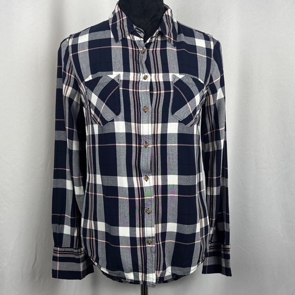 Merona Tops - Merona Navy and White Plaid Button-Up Shirt
